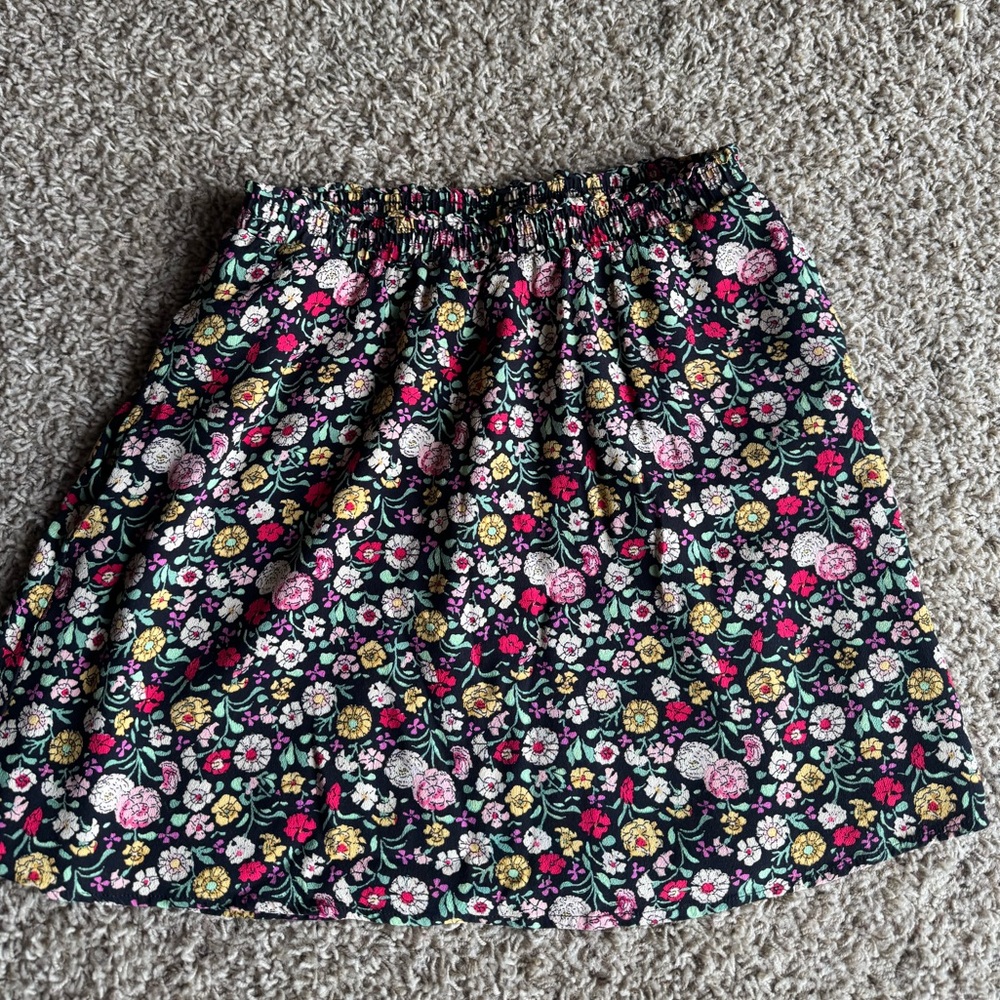 LOFT Black Floral Mini Skirt